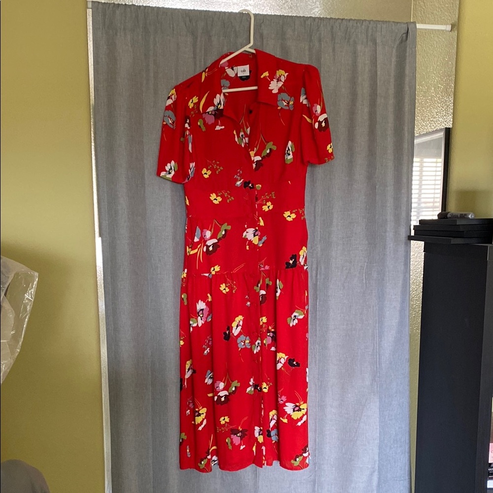 CAbi Red Puff Sleeve Sundress